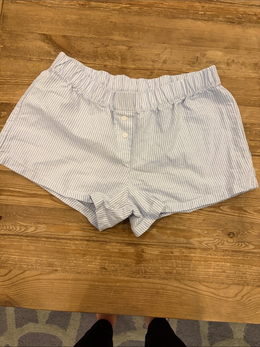 PacSun Light Blue White Striped Elastic Waist Shorts